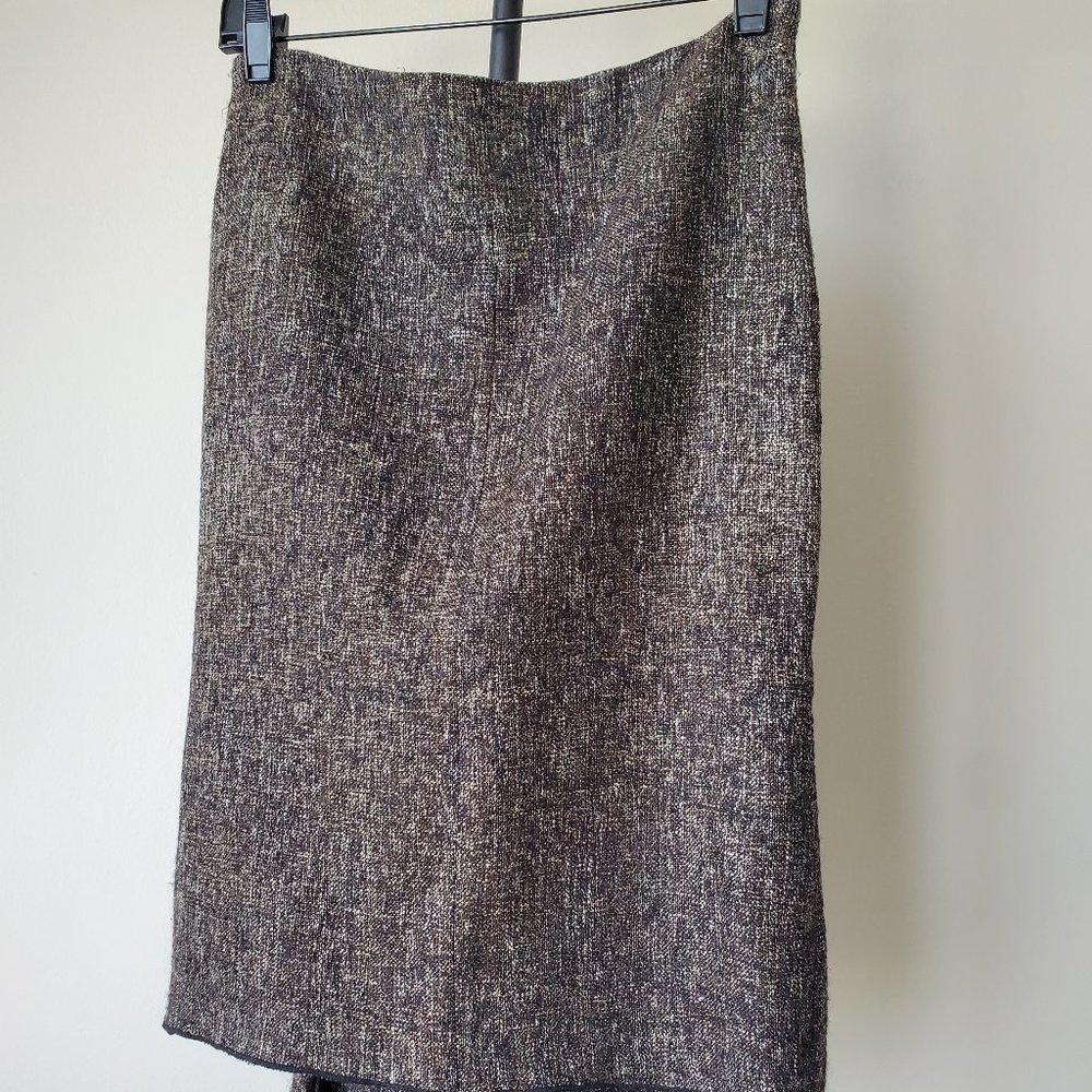 BCBG Max Azria | Brown Tweed High Low Pencil Skirt | Size 2